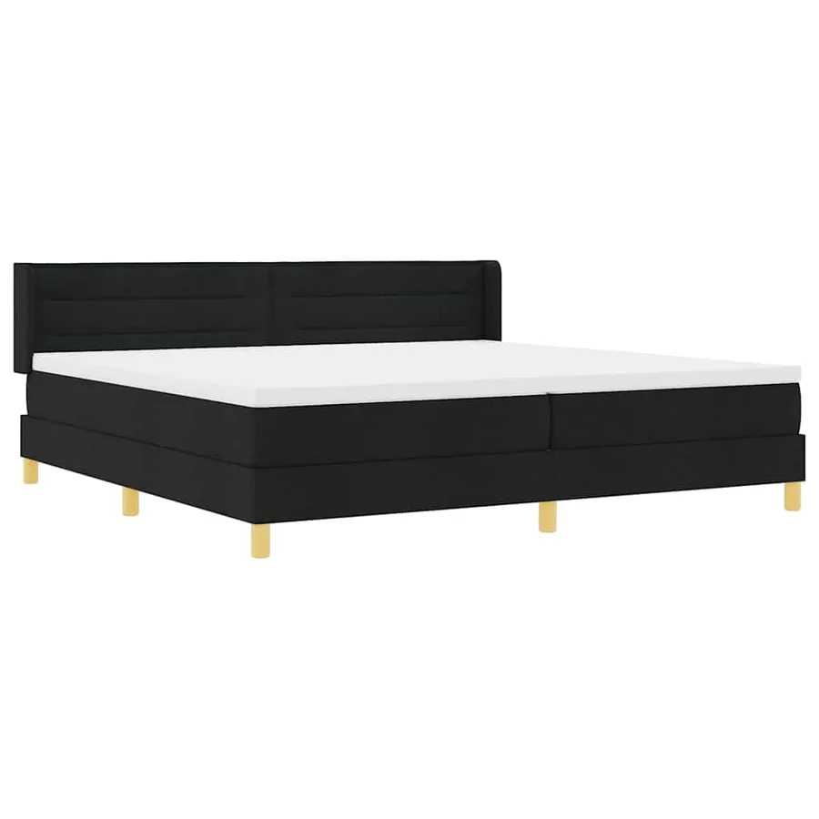 Lit à ressorts avec matelas Noir 200 x 200 cm tissu - 6