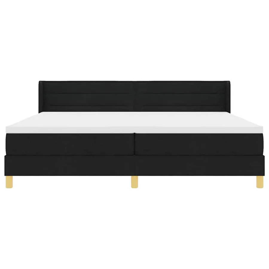 Lit à ressorts avec matelas Noir 200 x 200 cm tissu - 7