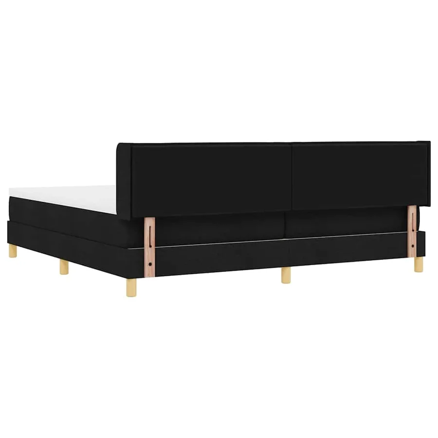Lit à ressorts avec matelas Noir 200 x 200 cm tissu - 9