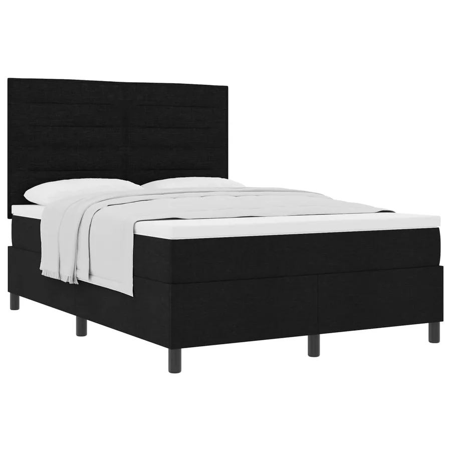Lit à ressorts avec matelas Noir 160 x 200 cm tissu - 2