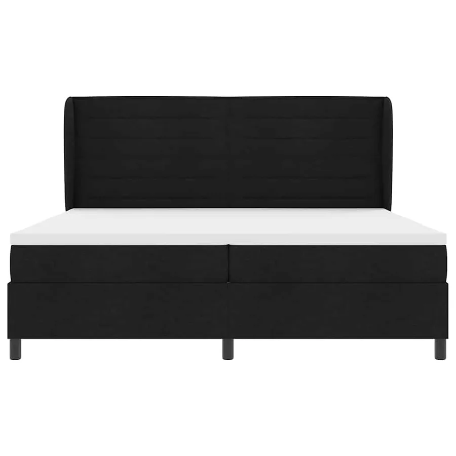 Lit à ressorts avec matelas Noir 200 x 200 cm tissu - 7