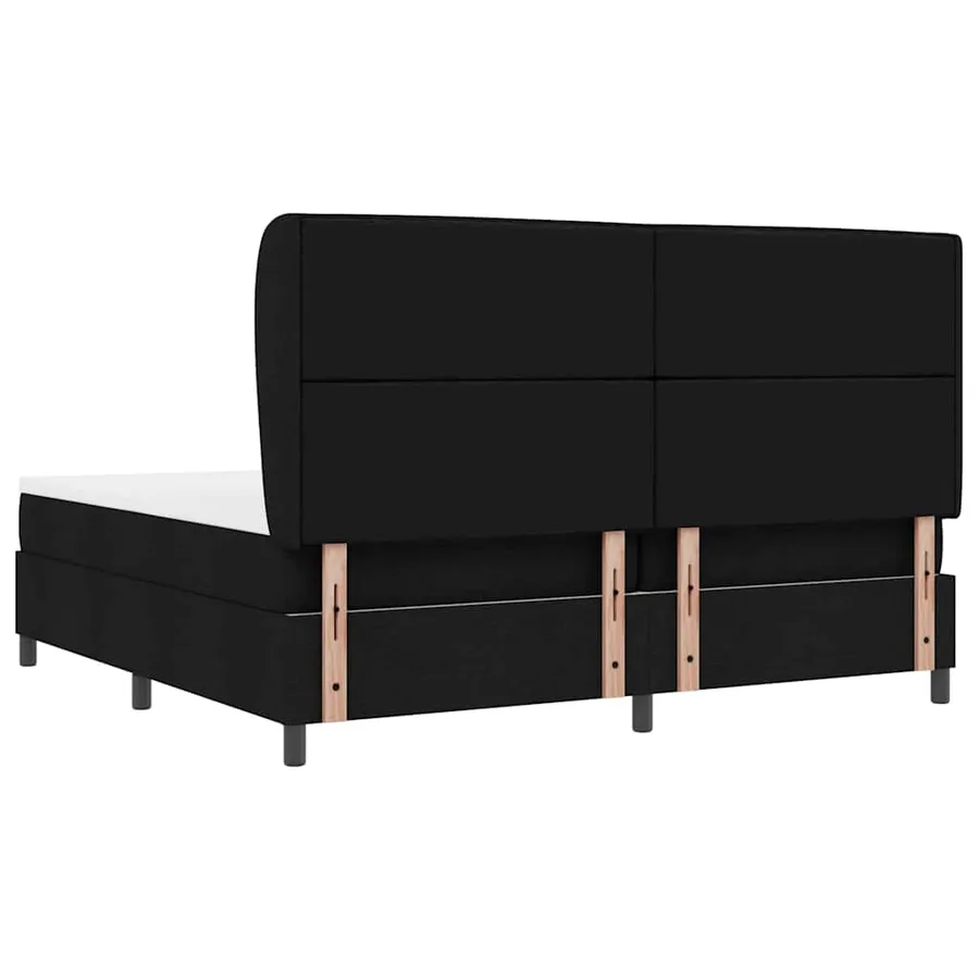 Lit à ressorts avec matelas Noir 200 x 200 cm tissu - 9