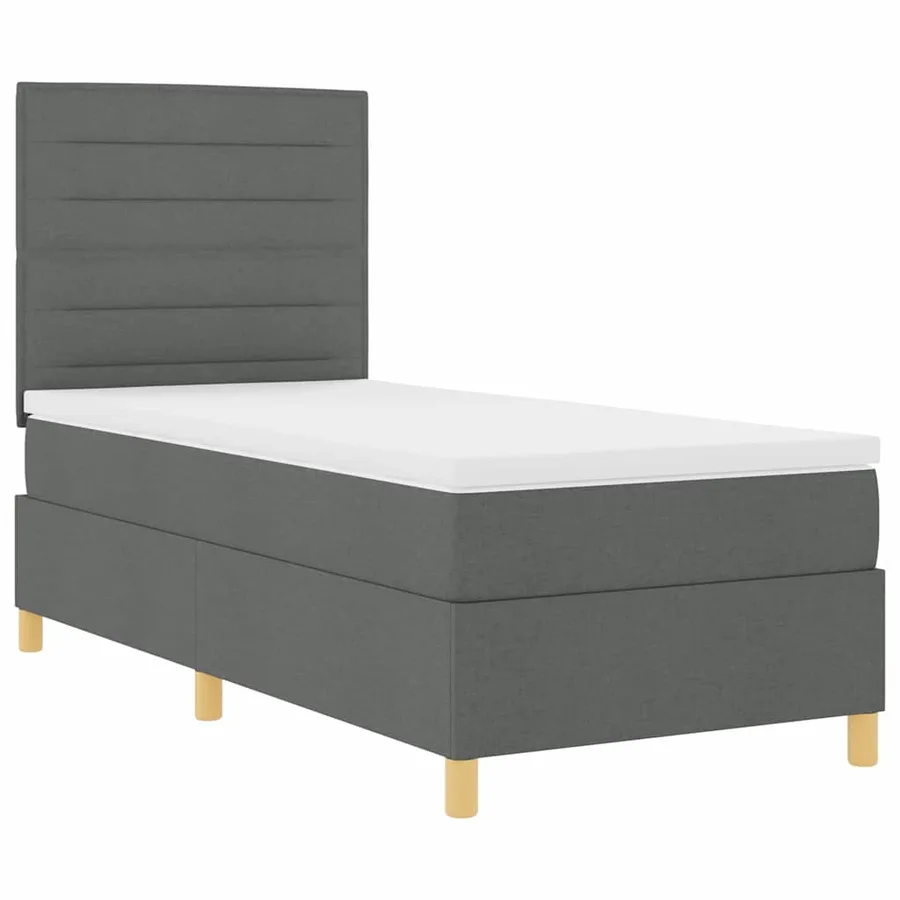 Lit à ressorts avec matelas Gris foncé 100 x 200 cm tissu - 5