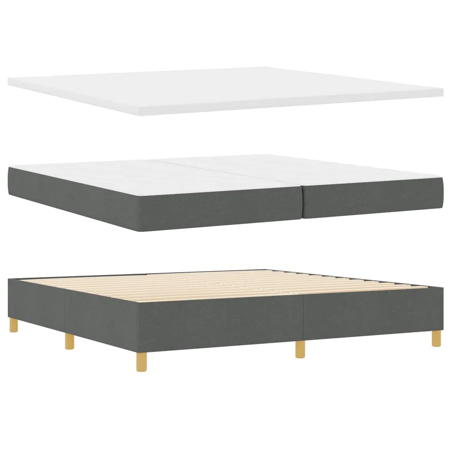 Lit à ressorts avec matelas Gris foncé 200 x 200 cm tissu - 6