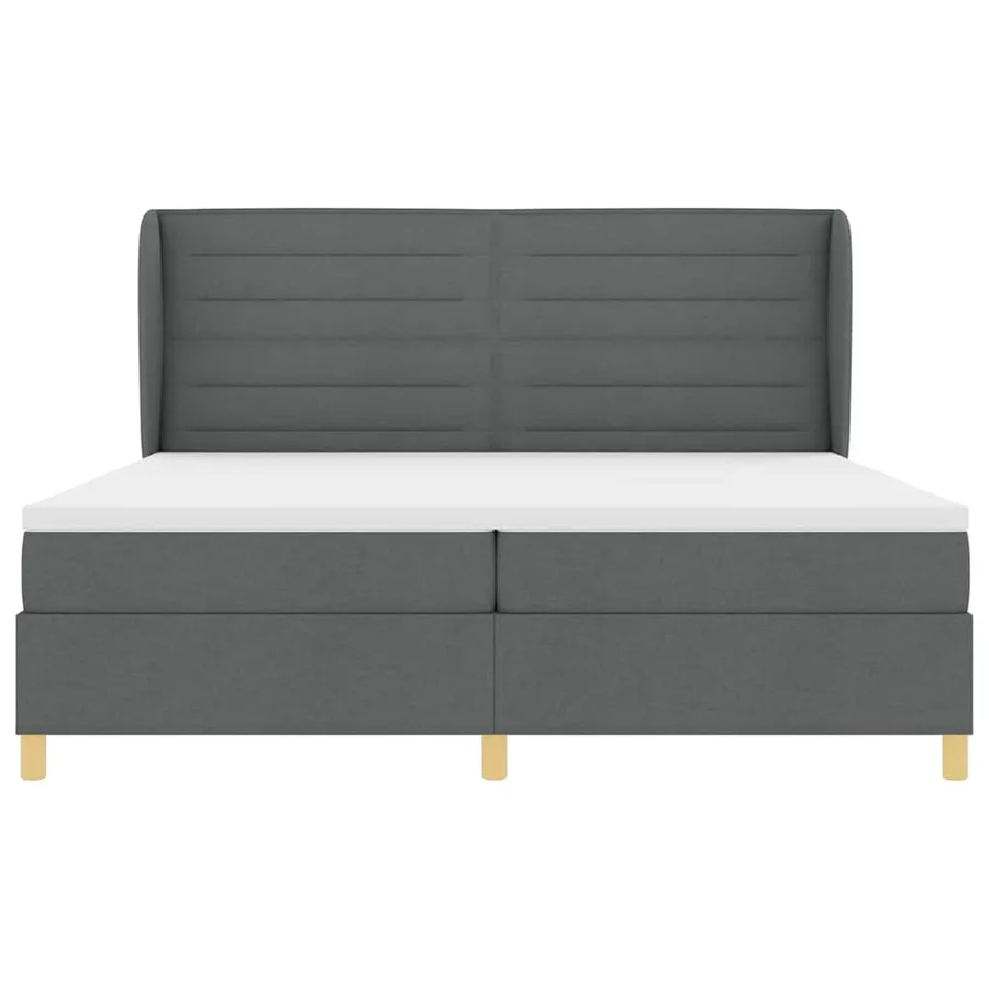 Lit à ressorts avec matelas Gris foncé 200 x 200 cm tissu - 7