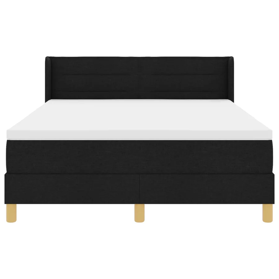 Lit à ressorts avec matelas Noir 200 x 160 cm tissu - 2