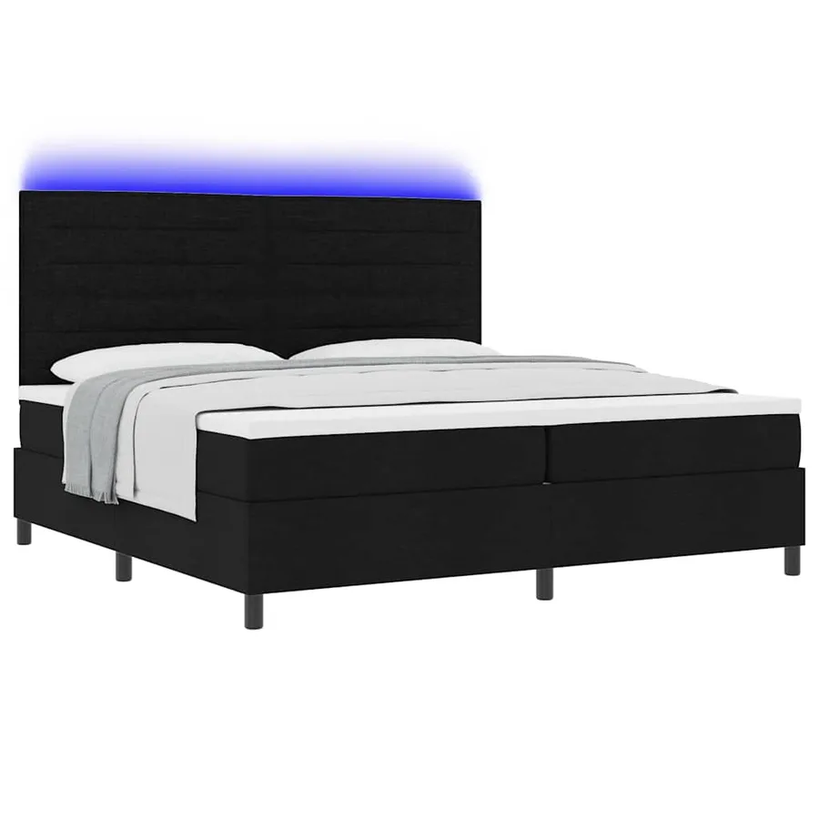 Lit à ressorts avec matelas avec LED Noir 200 x 200 cm tissu - 3