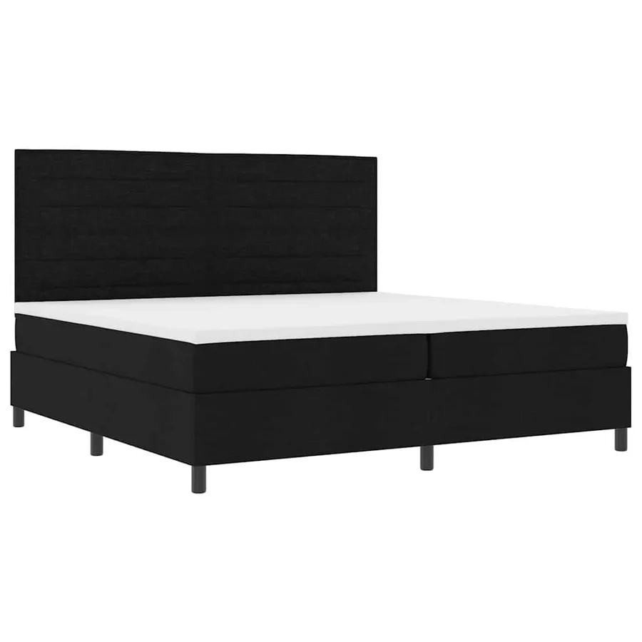 Lit à ressorts avec matelas avec LED Noir 200 x 200 cm tissu - 6