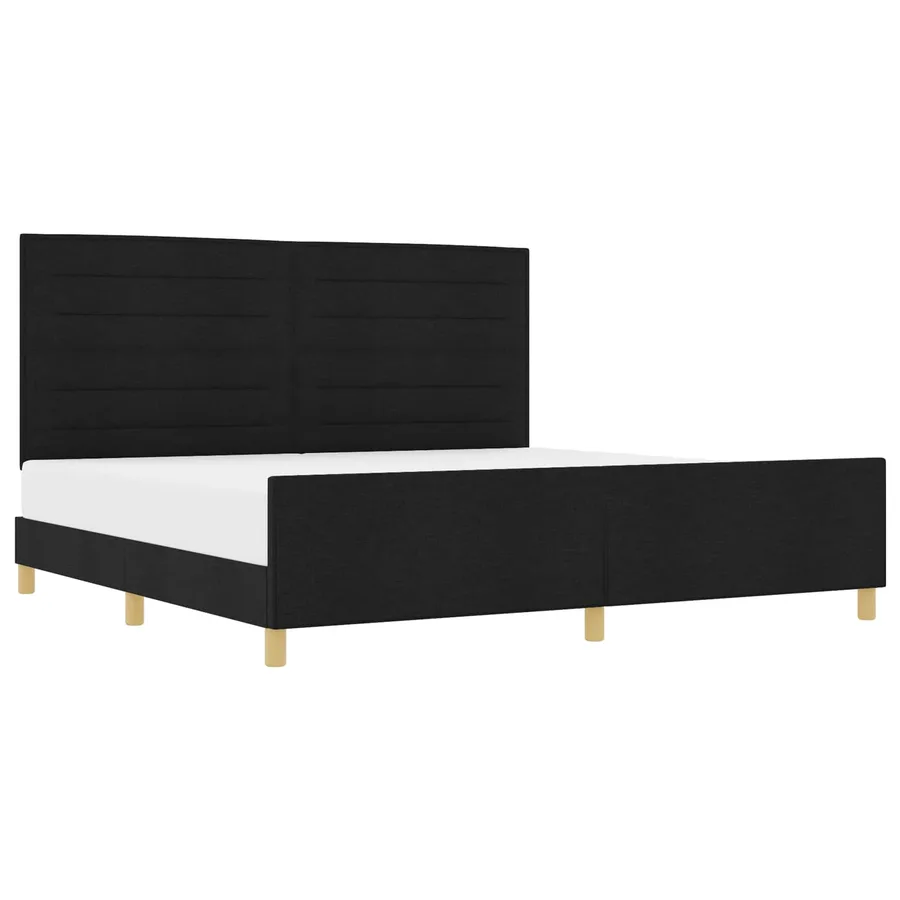 Cadre de lit avec tête de lit Noir 200 x 200 cm tissu - 2