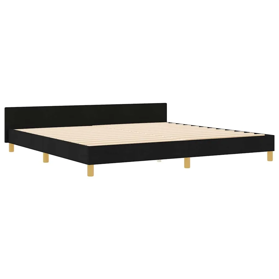 Cadre de lit avec tête de lit Noir 200 x 200 cm tissu - 4
