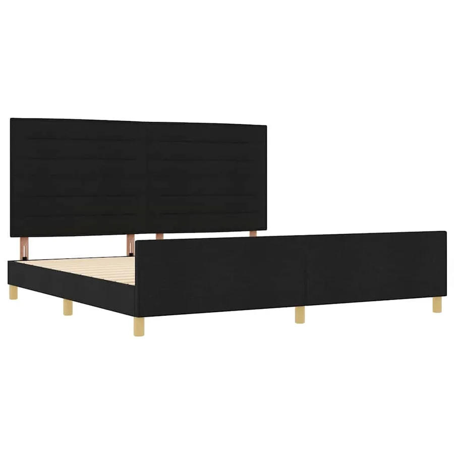 Cadre de lit avec tête de lit Noir 200 x 200 cm tissu - 5