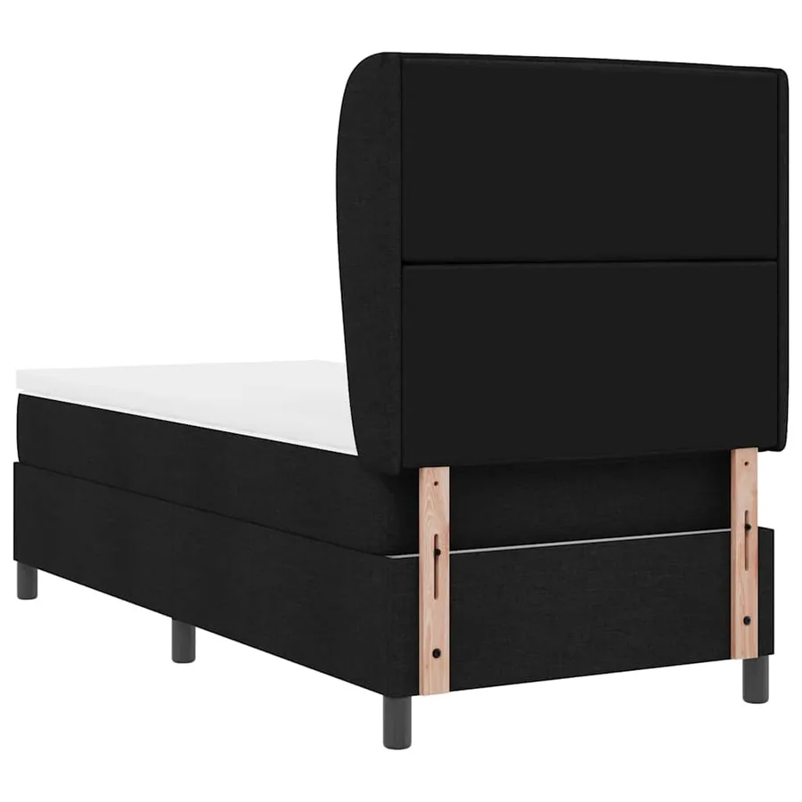 Lit à ressorts avec matelas Noir 100 x 200 cm tissu - 9