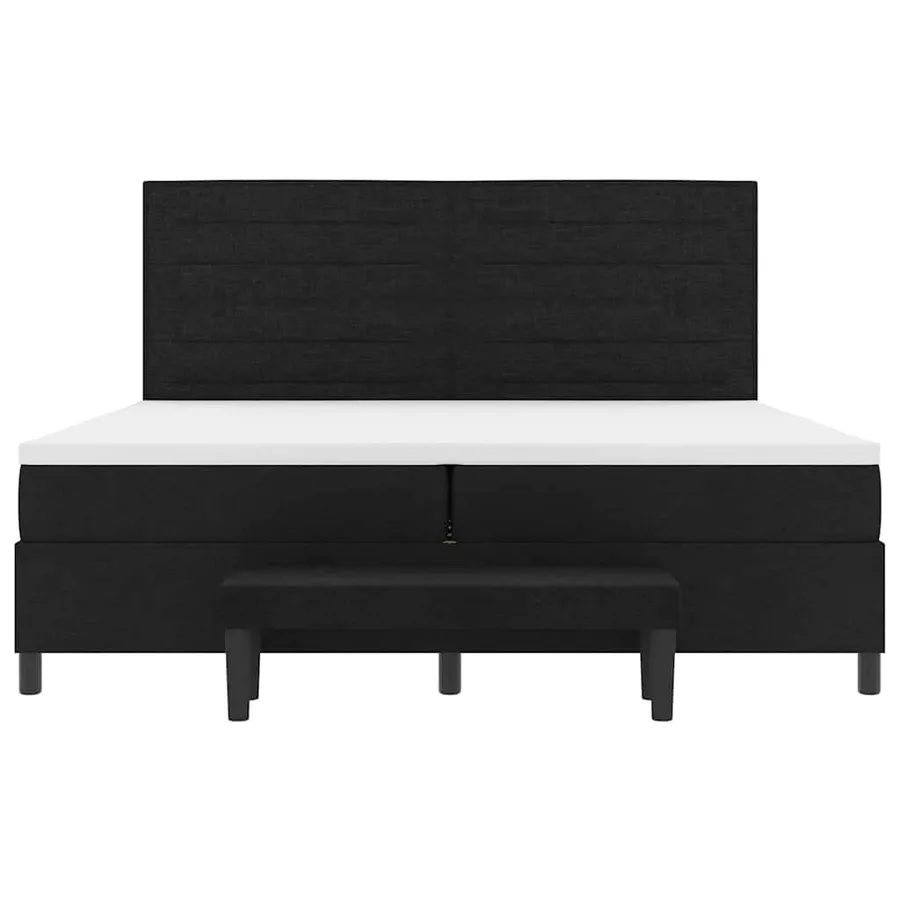 Lit à ressorts avec matelas Noir 200 x 200 cm tissu - 7