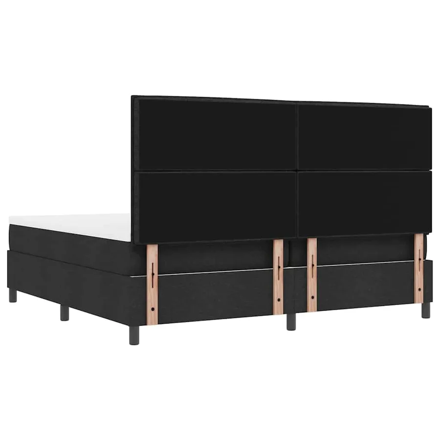 Lit à ressorts avec matelas Noir 200 x 200 cm tissu - 9