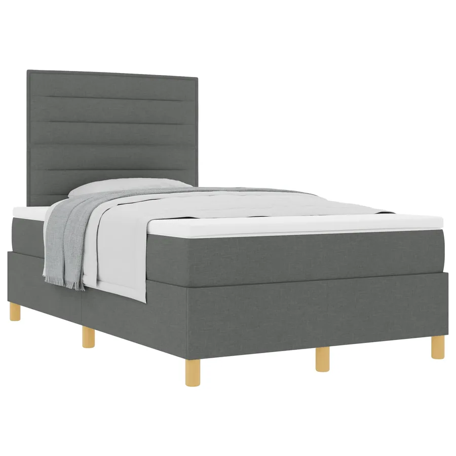 Lit à ressorts avec matelas Gris foncé 120 x 200 cm tissu - 2