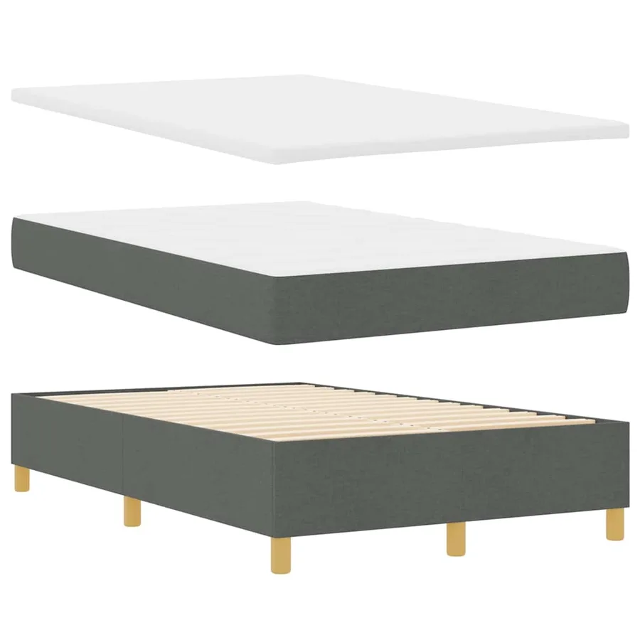 Lit à ressorts avec matelas Gris foncé 120 x 200 cm tissu - 6