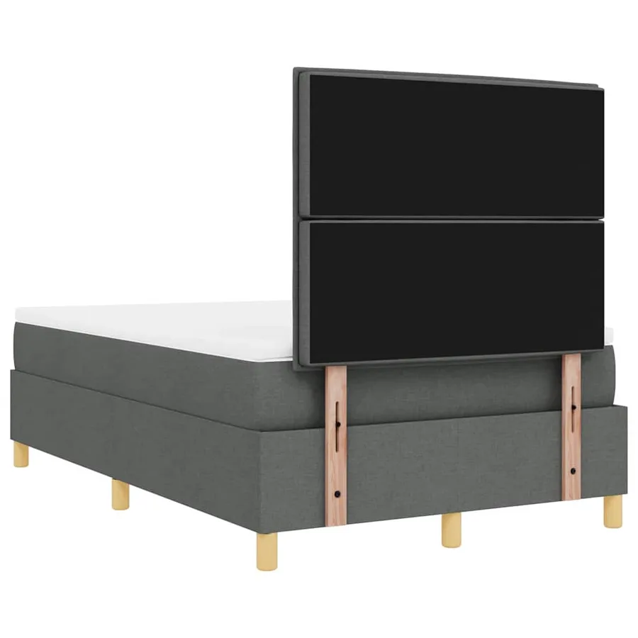 Lit à ressorts avec matelas Gris foncé 120 x 200 cm tissu - 9