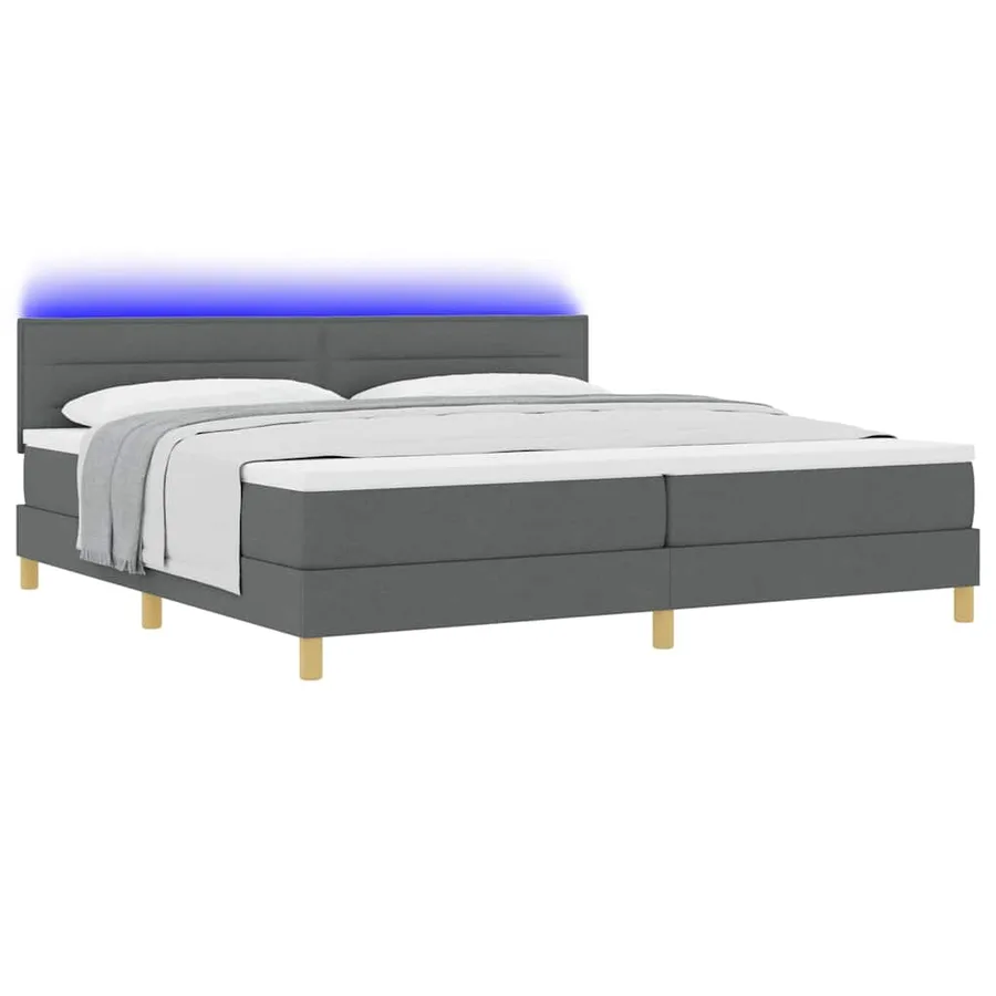 Lit à ressort LED avec bandes LED Gris foncé 200 x 200 cm tissu - 3