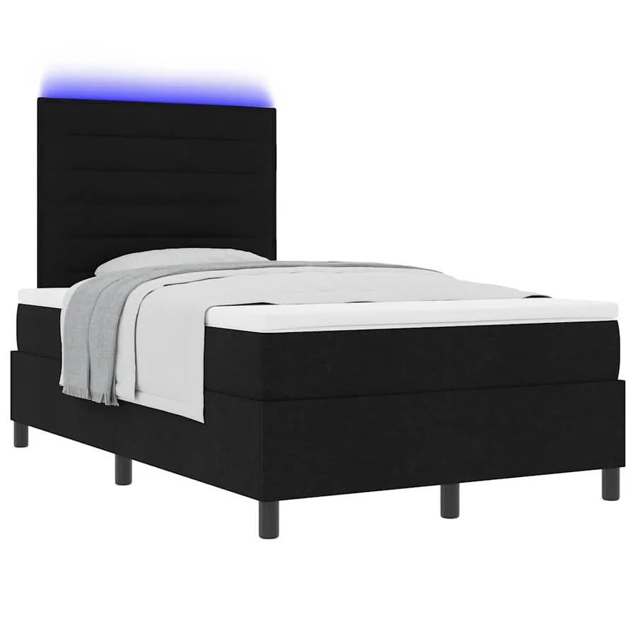 Lit à ressorts avec matelas avec LED Noir 120 x 200 cm tissu - 3