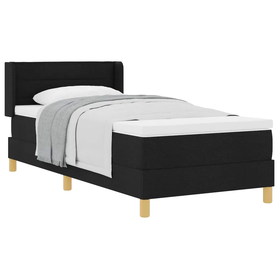 Lit à ressorts avec matelas Noir 200 x 100 cm tissu - 2