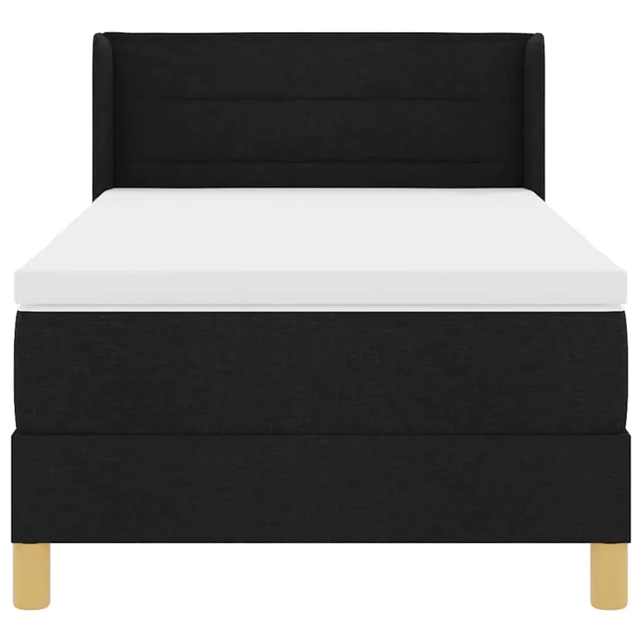 Lit à ressorts avec matelas Noir 200 x 100 cm tissu - 7