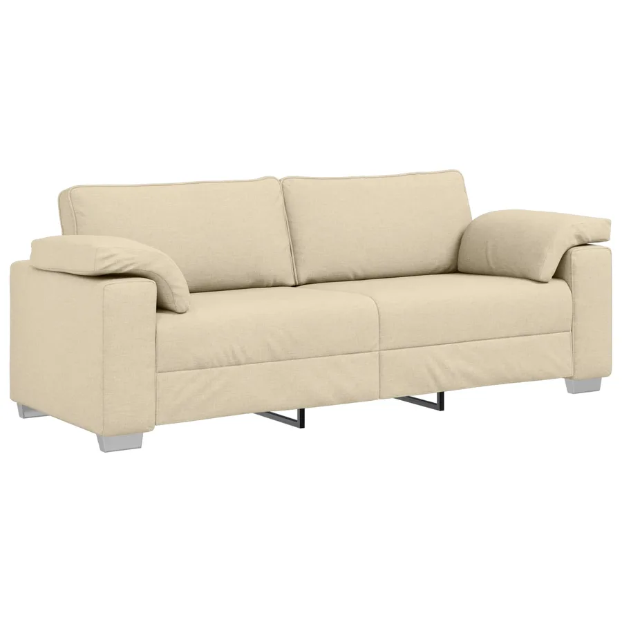 Canapé 3 pcs Crème 219 x 80 x 82 cm Tissu en lin mélangé - 6