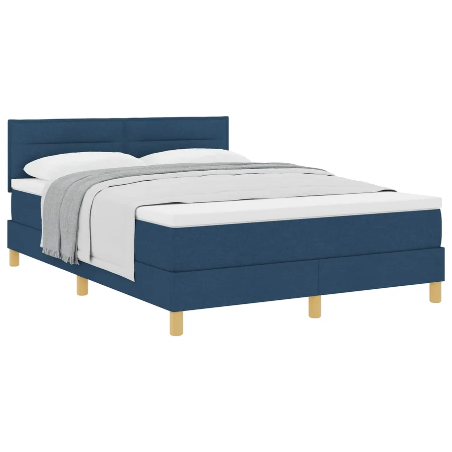 Lit à ressorts avec coussin Bleu 140 x 190 cm tissu - 2