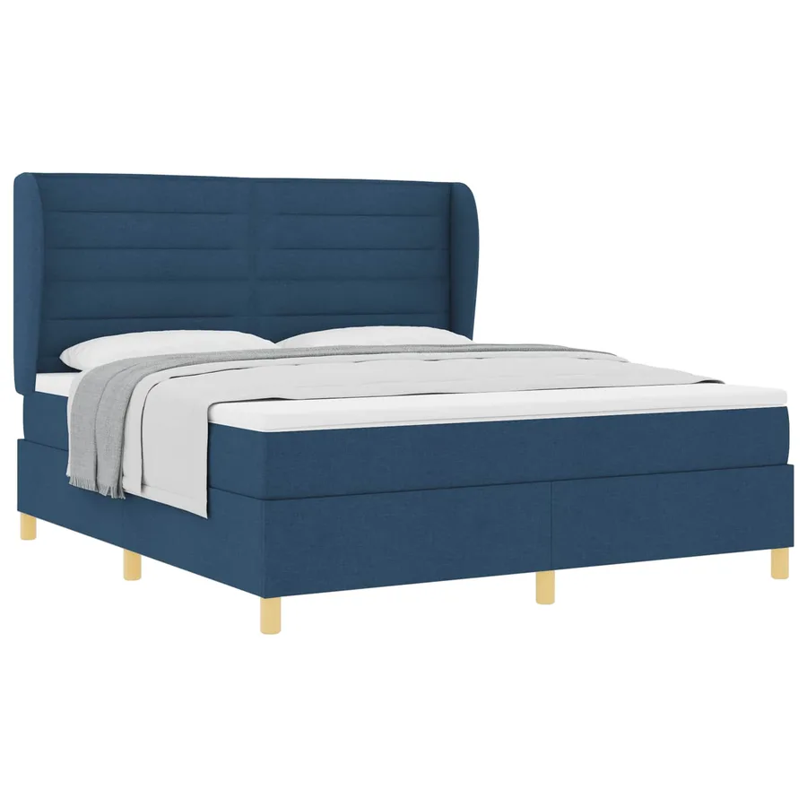 Lit à ressorts avec matelas Bleu 200 x 180 cm tissu - 2