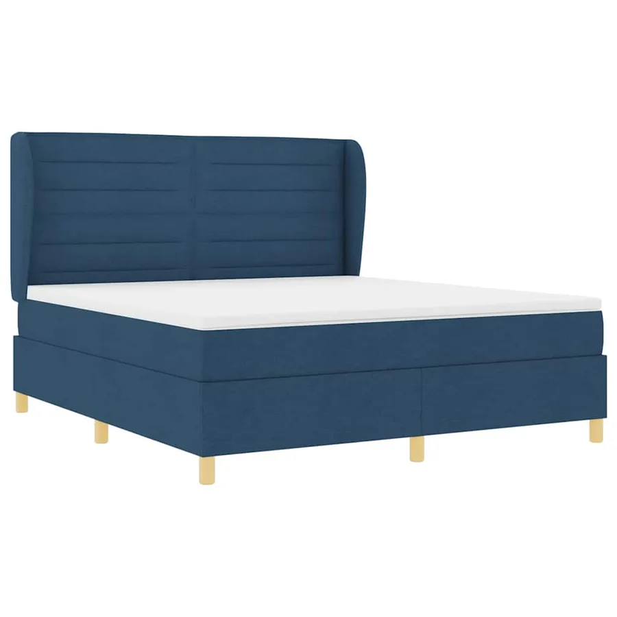 Lit à ressorts avec matelas Bleu 200 x 180 cm tissu - 5
