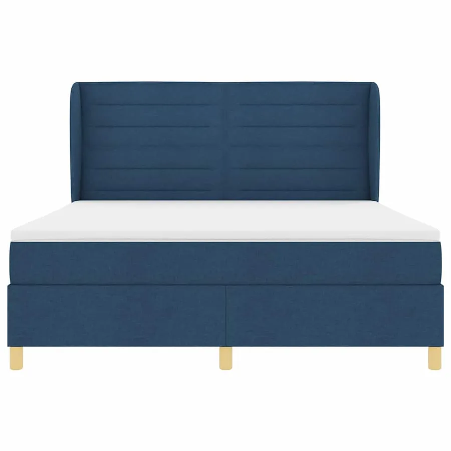 Lit à ressorts avec matelas Bleu 200 x 180 cm tissu - 7