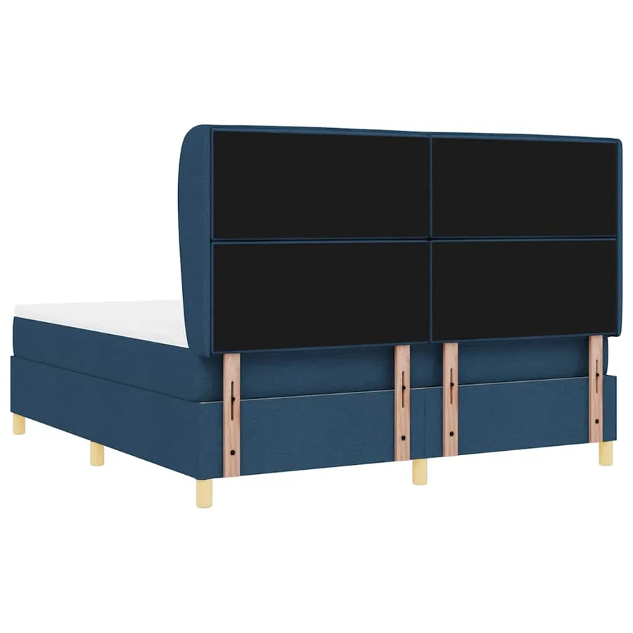 Lit à ressorts avec matelas Bleu 200 x 180 cm tissu - 9