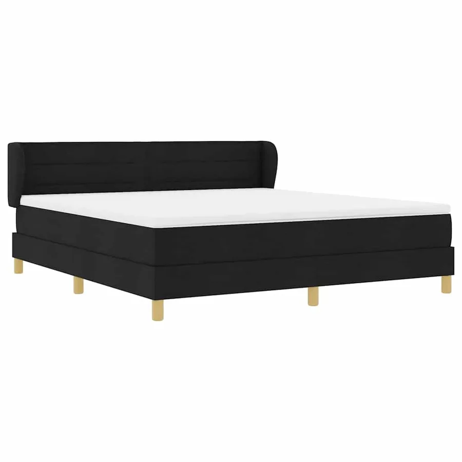 Lit à ressorts avec matelas Noir 180 x 200 cm tissu - 6