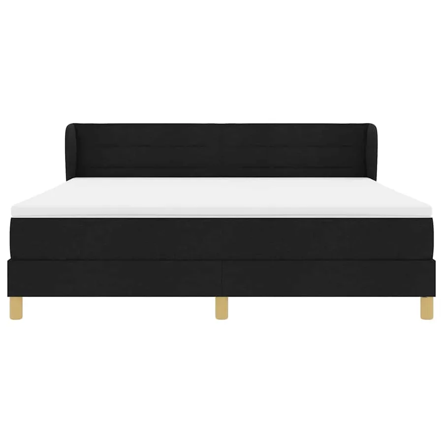 Lit à ressorts avec matelas Noir 180 x 200 cm tissu - 7
