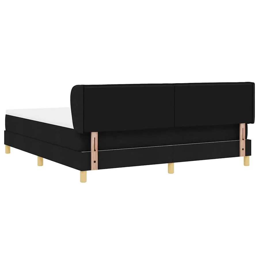 Lit à ressorts avec matelas Noir 180 x 200 cm tissu - 9