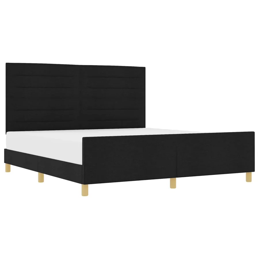 Cadre de lit avec tête de lit Noir 180 x 200 cm tissu - 2
