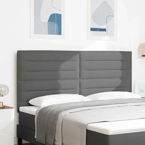 Tête de lit LED avec bandes LED Gris foncé 180 cm tissu