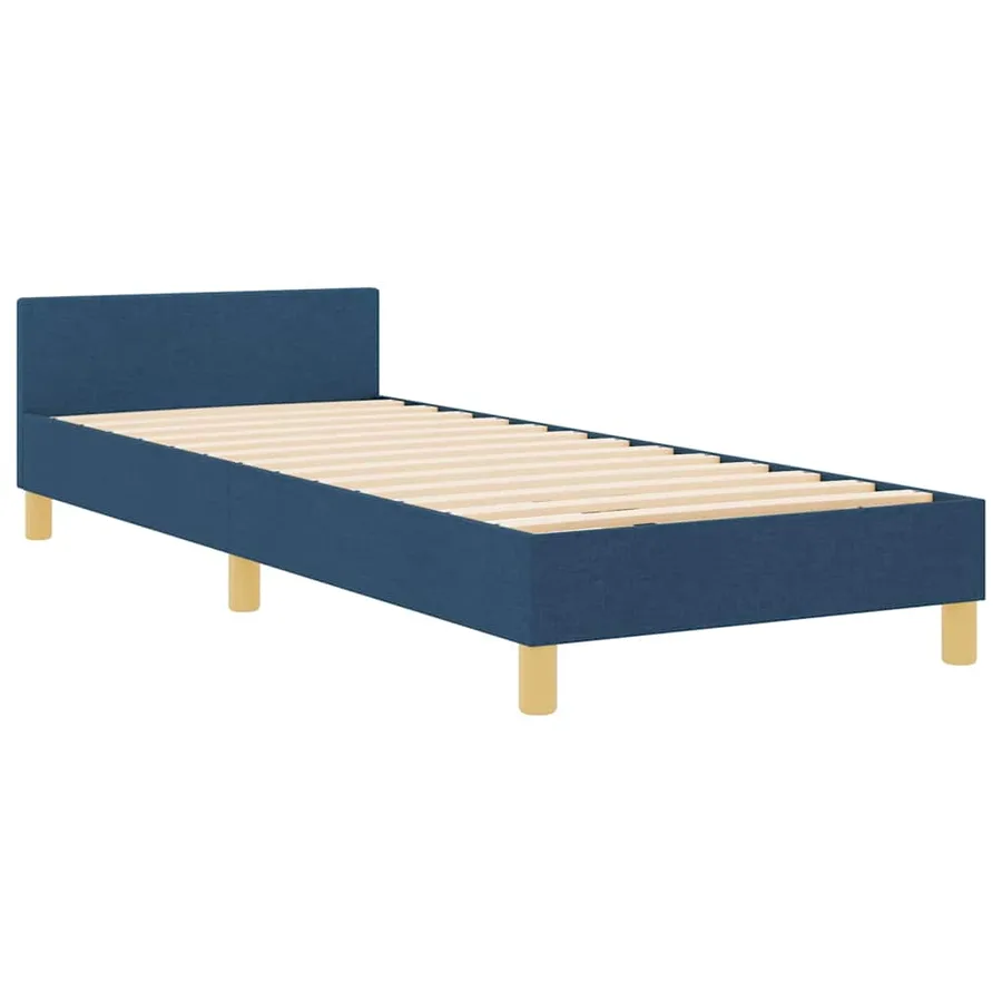 Cadre de lit avec tête de lit Bleu 90 x 190 cm tissu - 6