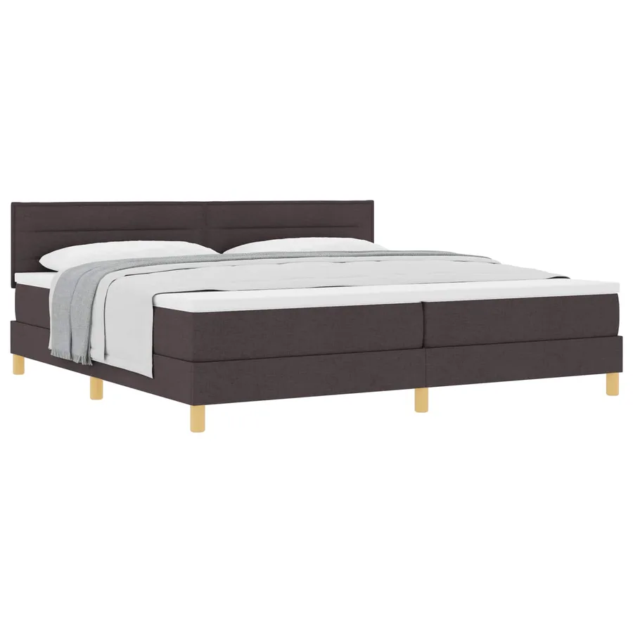 Lit à ressorts avec coussin Marron foncé 200 x 200 cm tissu - 2