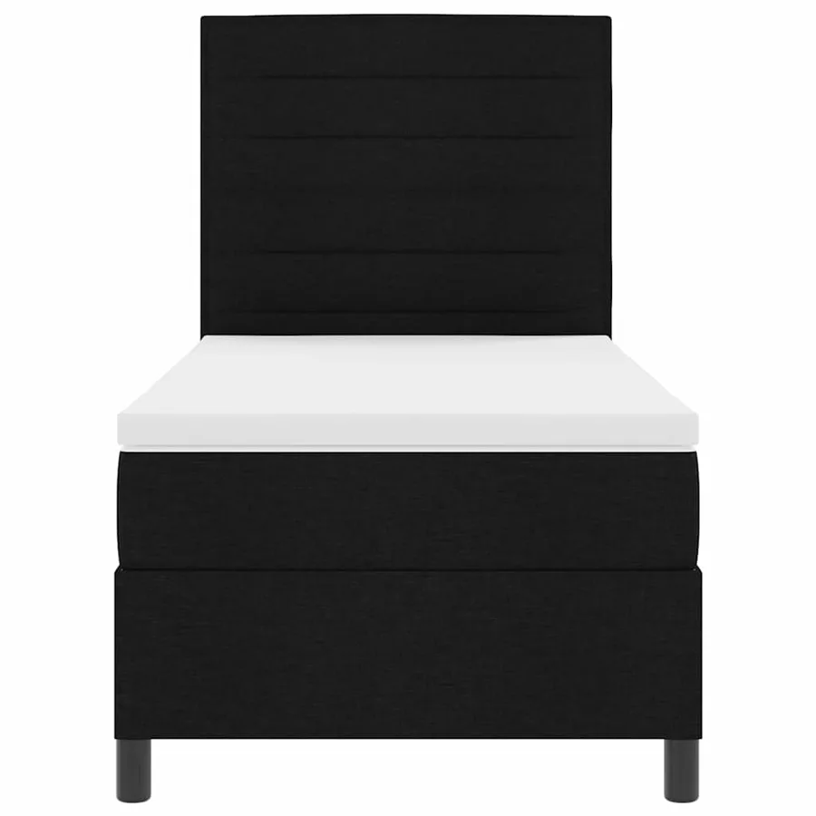 Lit à ressorts avec matelas Noir 90 x 200 cm tissu - 7