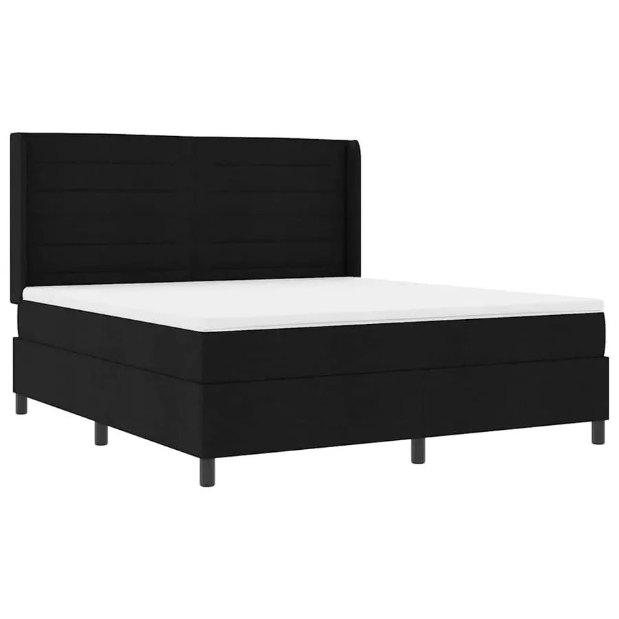 Lit à ressorts avec matelas Noir 200 x 180 cm tissu - 4