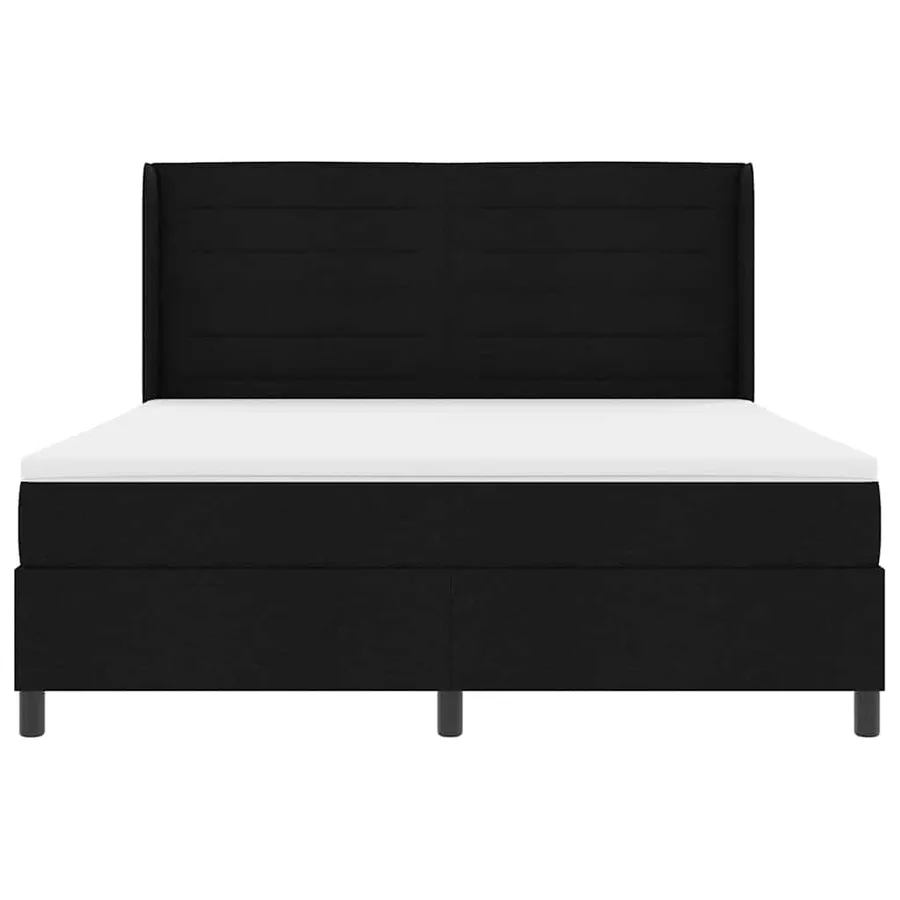 Lit à ressorts avec matelas Noir 200 x 180 cm tissu - 7