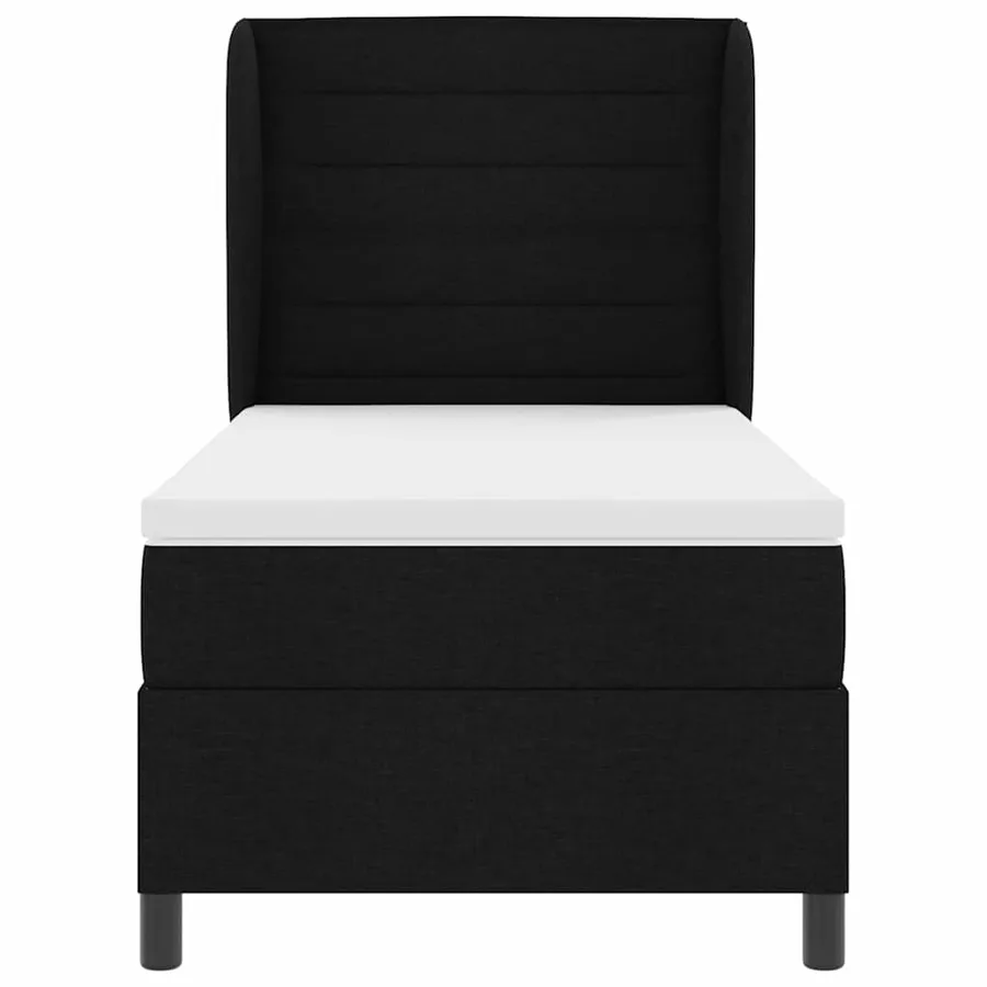 Lit à ressorts avec matelas Noir 90 x 190 cm tissu - 7