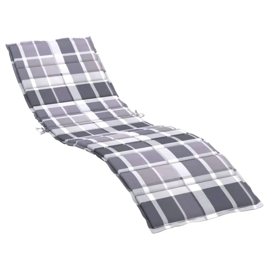 Coussin de chaise longue motif à carreaux gris 200x50x3 cm - 2