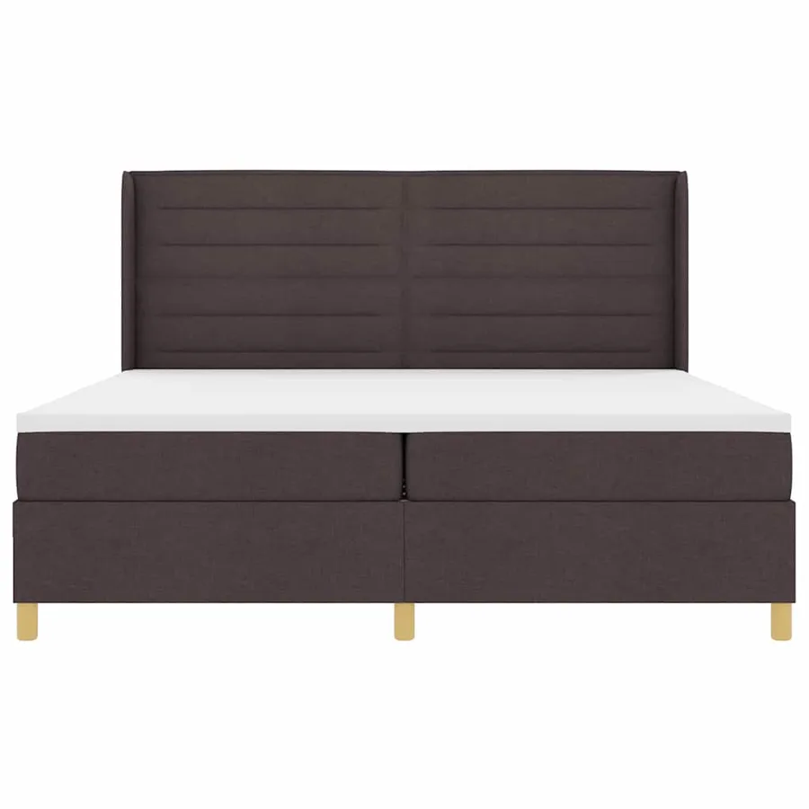Lit à ressorts avec matelas Marron foncé 200 x 200 cm tissu - 7