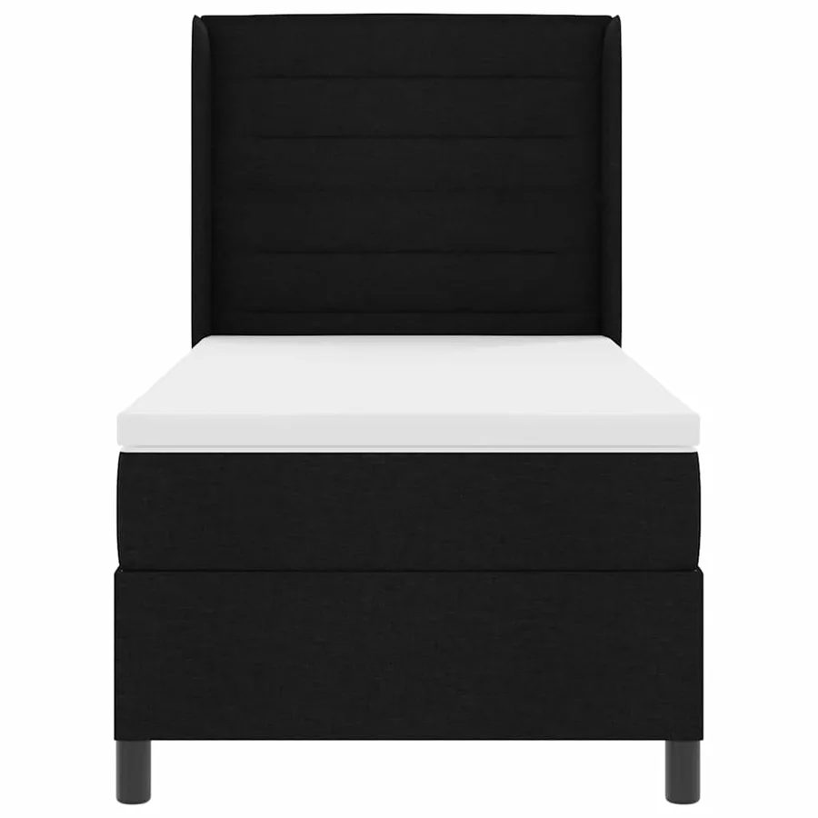 Lit à ressorts avec matelas Noir 200 x 90 cm tissu - 7
