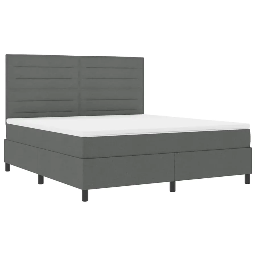 Lit à ressorts avec matelas Gris foncé 180 x 200 cm tissu - 5