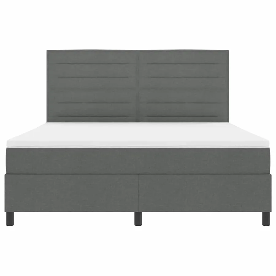 Lit à ressorts avec matelas Gris foncé 180 x 200 cm tissu - 7