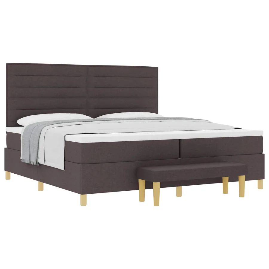 Lit à ressorts avec matelas Marron foncé 200 x 200 cm tissu - 2