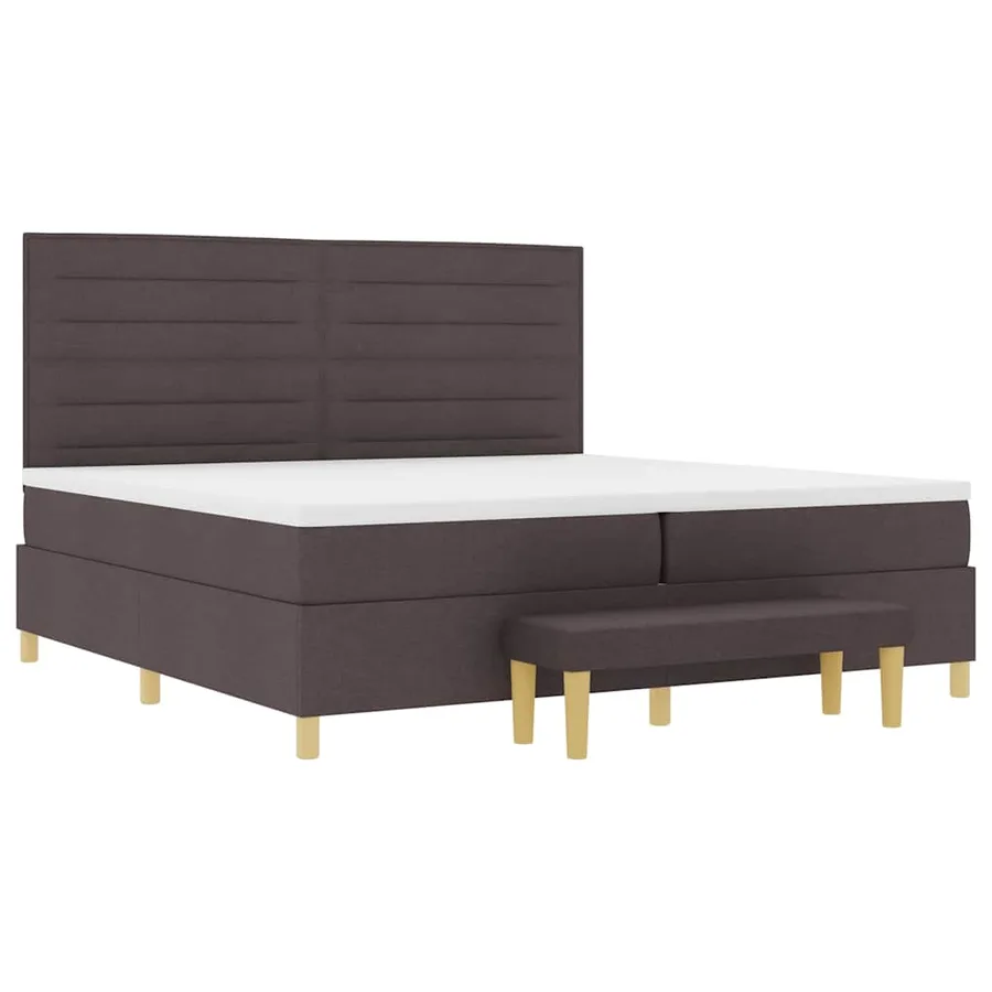 Lit à ressorts avec matelas Marron foncé 200 x 200 cm tissu - 6