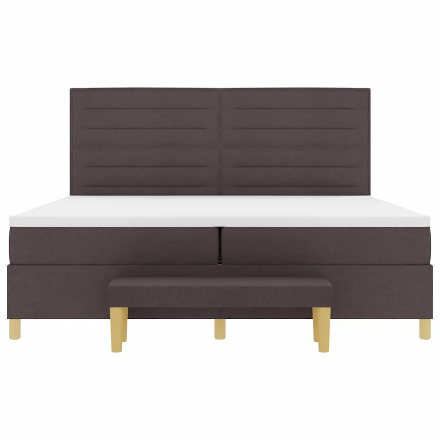 Lit à ressorts avec matelas Marron foncé 200 x 200 cm tissu - 7